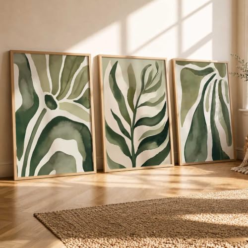 Image of kotart Boho Floral Art Home Decoration Painting | Floral Aesthetic Paintings With Frame For Living Room Bed Room Hotel Wall Decor Digital Reprint Set of 3 (20x30 Inch)