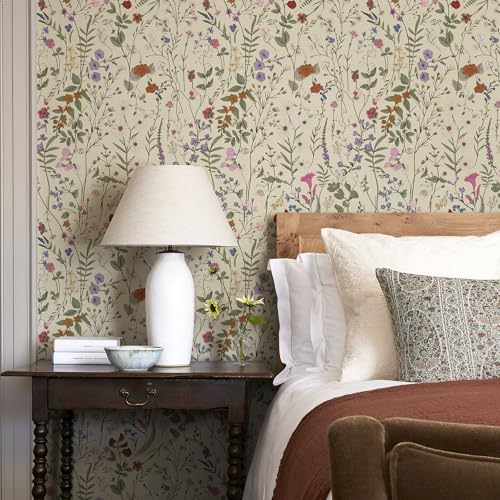 Murgall Papel pintado autoadhesivo con flores de madera silvestre para muebles, 44 x 600 cm, para salón, dormitorio y habitación infantil