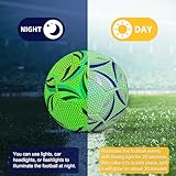 KUWUNG Leuchtender Fussball, Größe 5 Wasserbeständig LED Fussball, Leuchtfussball für Fußballtraining Nachtspiele, Leder Football für Drinnen und Draußen