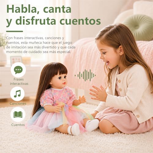 Muñeca interactiva reborn de 22 pulgadas con sonido miniatura 2