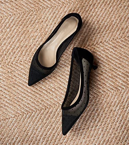 YooPrettyz Women See Through Mesh Sexy High Heels Formal Dressy Pump Shoes Pointed Toe Office Kitten Heels2