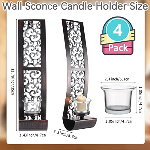 Mimorou 4 Pcs Wall Sconce Metal Antique Bronze Wall Candle Sconces Wall Candle Holder Candle Décor #TOP1