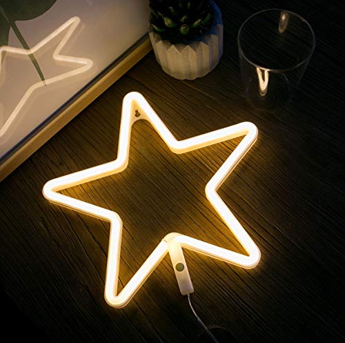 Star LED Sign LED Neon Lights Warm White Neon Wall Light up Sign