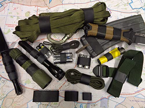 #64 Tactical Rubber Bands - 100 Pieces Thick Wide Heavy Duty Black Uv Heat Cold Resistant Industrial Strong Elastic Rubber Bands For Military Outdoor Hiking Survival Camping Biking Fishing Fixed Item #TOP4