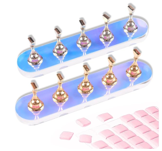 NPAH Nail Stand for Press on, 1 Set Aurora Nail Holder for Painting Nails Press on Nail Stands with 96 Pcs Reusable Sticky Putty for Nail Art Display Home & Salon Use ( NEW, NAIL STAND+CLAY) (MULTICOLOUR).-image-5
