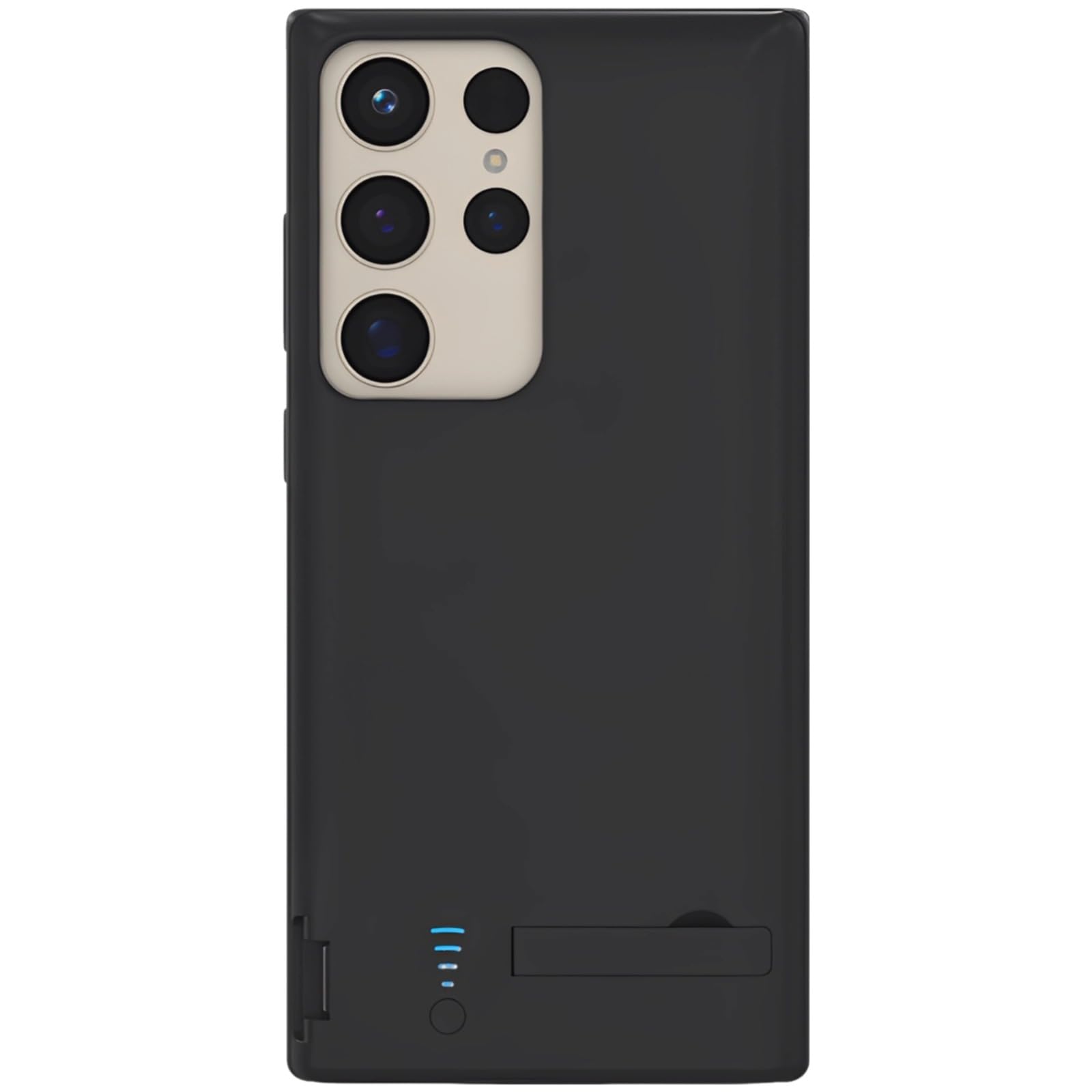 Custodia Power Bank per Samsung S25/S24, 5000 mAh, batteria ricaricabile con cavalletto, design sottile, indicatore di alimentazione LED, brevetto design, 16,8 x 7,1 x 1,5 cm, colore nero