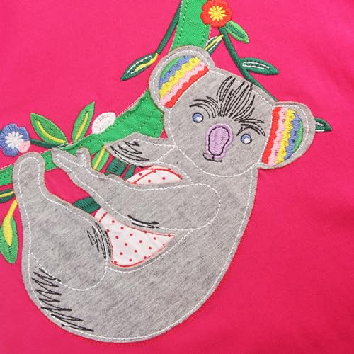 Girls Dresses Toddler Girls Short Sleeve Dress Girl's Casual Duck Rabbit Applique Dress for Kids 3-9Y3