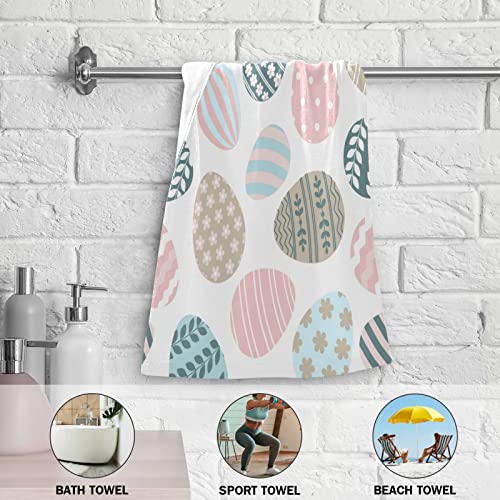 Wamika Happy Easter Eggs Hand Bath Towel Hanging Towels Set Bunny Tail Rabbits Flowers Kitchen Dish Towel Highly Absorbent 2Pcs #TOP2