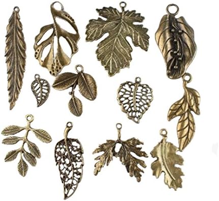 Vintage Bronze Mixed Tree Leaf Theme Tone Alloy Charms Finding Fit DIY Jewelry Making (pack of 24) by cn-lucky