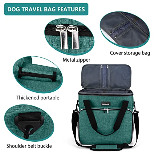 Baglher Dog Travel Bag, Pet Travel Bag（All Pet Travel Supplies）, With 2 Pet Food Containers And 3 Collapsible Silicone Bowls; Essential Kits For Pet Travel Green #TOP3