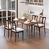 Giantex Wood Dining Chairs Set of 2, Farmhouse Dining Room Chair with Cushion Seat, Armless Wooden Dining Side Chairs with Solid Acacia Wood Frame, Max Load 350 Lbs, Upholstered Kitchen Chair, Walnut