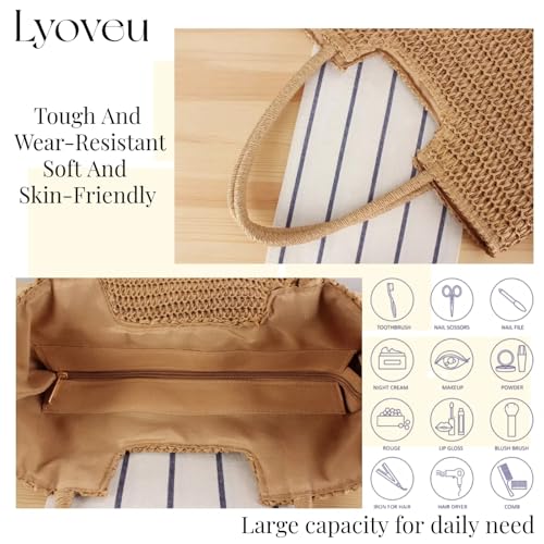 B-B1 Woven Beach Tote Bags para mujer en verano miniatura 6