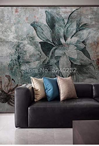 Fleur abstraite murale salon chambre fond rétro 3D grand format