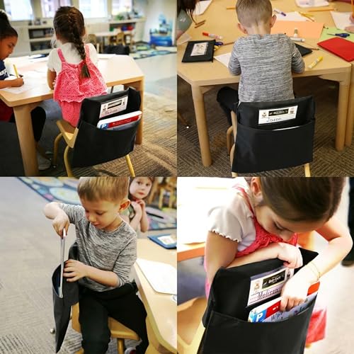 Image of Seat Sack Student Chair Storage Pocket - 15 inch, Single Pocket, Classroom Chair Organizer for Student Desks, Durable Over-the-Chair Storage, Black, 1-Pack