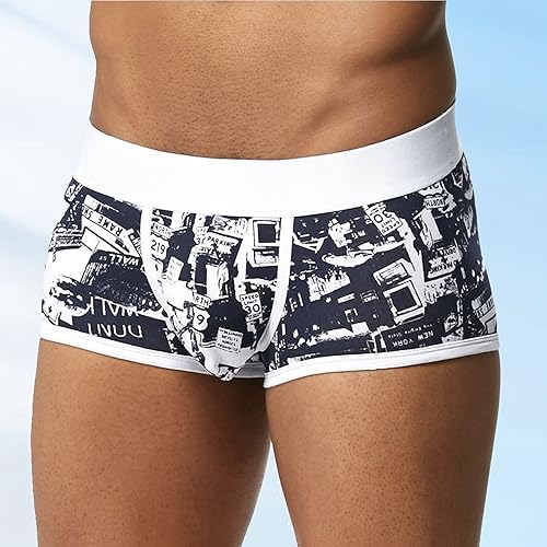 Men Boxer Briefs Mens Cotton Briefs Boxer Short Underwear Sexy Hot Leaf Printed Low Rise Men's Panties Sport Trunk