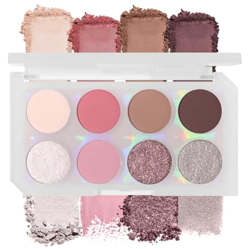UCANBE 8 Colors Eyeshadow Makeup Palette, Nude Shimmer Matte Metallic Rose Taupe Neutral Eye Makeup Pallet, Natural High Pigmented Blendable Eyes Shadow Travel Size Kit