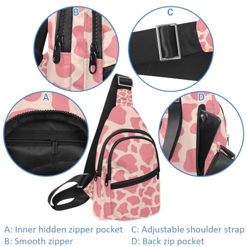 Sac à dos à bandoulière rose motif vache avec sangle réglable - 2