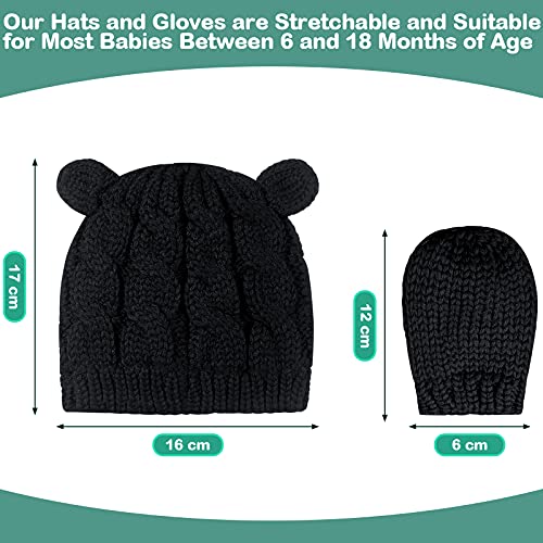 6 Pieces Baby Hats And Mitten Set Winter Newborn Unisex Beanie Hat Knitted Gloves Warm Cap Infant Toddler For Boys Girls 6 To 18 Months (Null) #TOP1