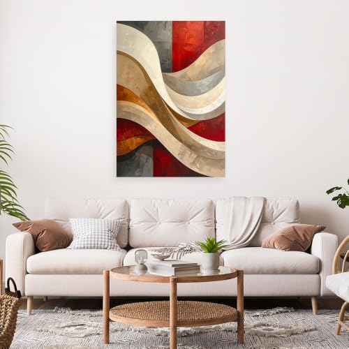Cuadro abstracto decorativo con formas onduladas modernas para oficina 2