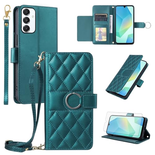 Housse Samsung Galaxy A16 5G en cuir vert chic avec porte-carte