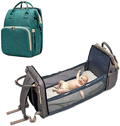 4-in-1-Mehrzweck-Reisebabytasche Cabrio-Babywindeltasche,Faltbares Stubenwagen Als Wickelstation und Kinderbettfunktionen Organizer Mommy