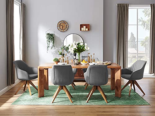 Art Leon Mid-Century Modern Swivel Accent Chair With Beech Wood Legs, Grey Upholstered Cute Desk Chair Without Wheels For Home Office Living Room Bedroom #TOP3