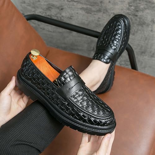 Men's Slip-On Loafers Retro Thick Sole Leather Business Formal Shoes Anti-Slip Lightweight Walking Driving Uniform Casual Shoes4