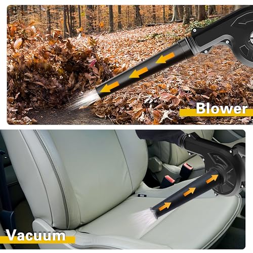 Leaf Blower Cordless with Battery and Charger, Handheld Battery Powered Electric Leaf Blower, 2-in-1 Portable Mini Blower &Vacuum for Lawn Care, Dust/Snow Blowing