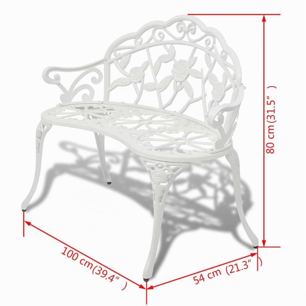 vidaXL Banco de jardín de Aluminio Fundido Blanco 100 cm
