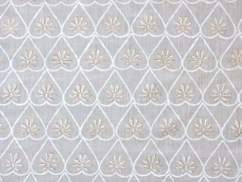 Saffron Marigold - Bridal Veil - White And Gold Hand Printed - Beaded Elegant Romantic Cotton Voile Window Valance Curtain - Rod Pocket - (44 X 17 Inches) #TOP7