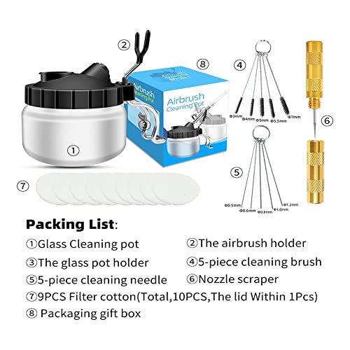 MACIMO Airbrush reinigingsset houder 5 stuks reinigingsnaalden, 5 stuks reinigingsborstels, 1 stuks mondstukschraper, 9… - Image 6