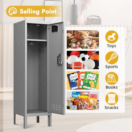 Image of BUTISOW Metal Kids Locker,Metal Cabinet Storage Lockers,Lockable for Employees with Door,54 inch Height Steel Locker,Lockable Steel Locker for Children's Room, Playroom, School,Gym