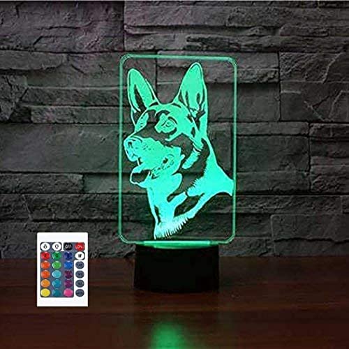 Fxus 3D German Shepherd Dog Night Light Powered Remote Control Touch Switch 16 Color Change Led Table Desk Lamp Home Decoration Toy Birthday Xmas Kid Children Gift #TOP14