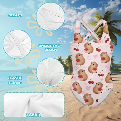 Image of One Piece Swimsuit for Girls Kids Quick Dry Bathing Suit with Crossback Strap Summer Beach Swimwear Size 5T-14