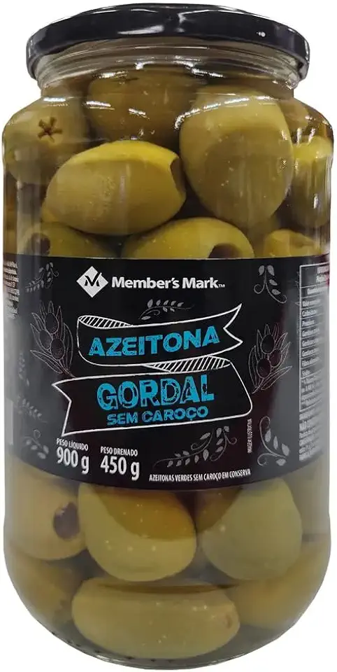 Azeitona Verde Premium Gordal Sem Caroço Vidro 450g