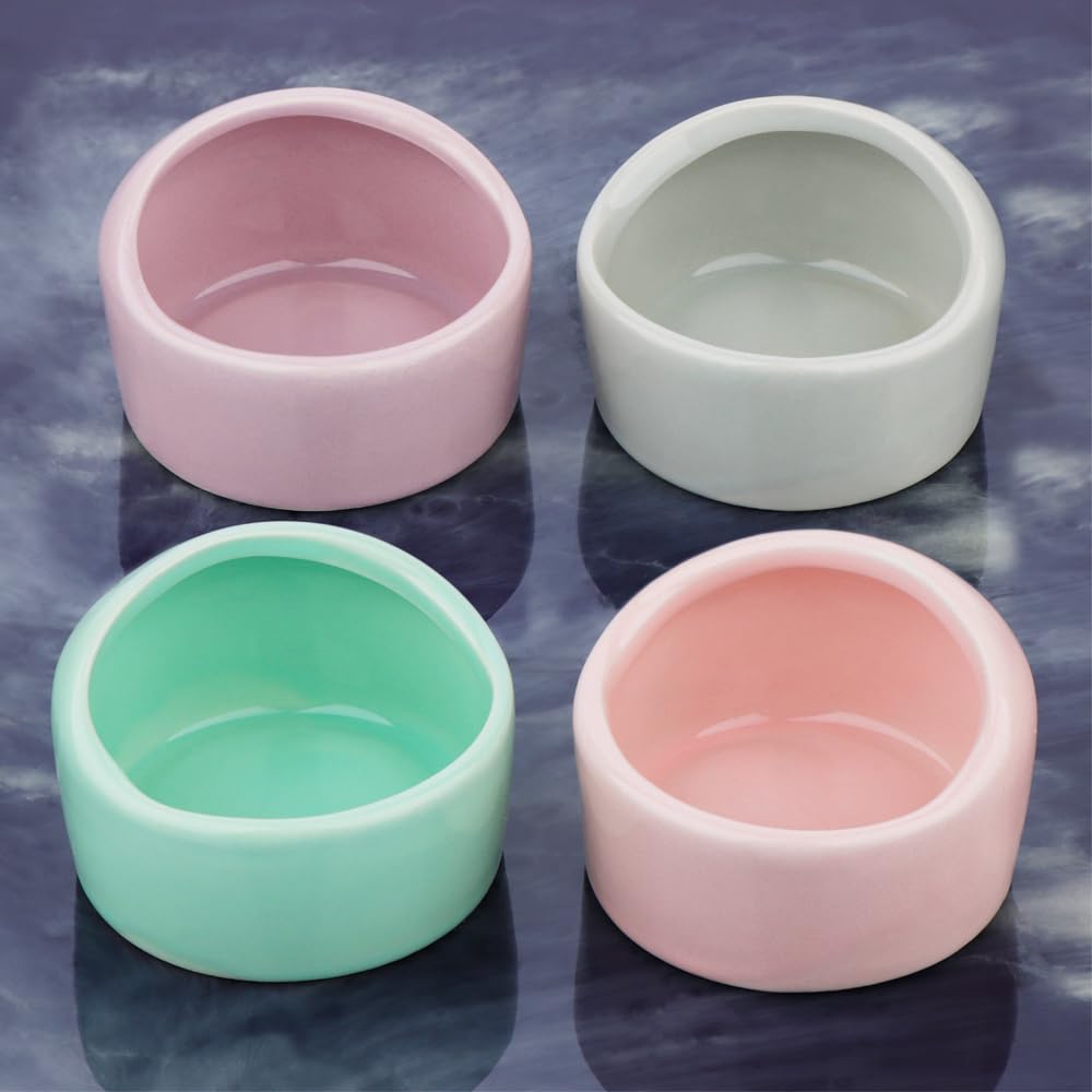 Keramik-Hamsterschüssel, für kleine Tiere, Futterschale und Wasserschale, für Igel, Hamster, Meerschweinchen, Zucker, Ratten, Rennmäuse, Chinchilla, Blau und Grün, 2 Stück