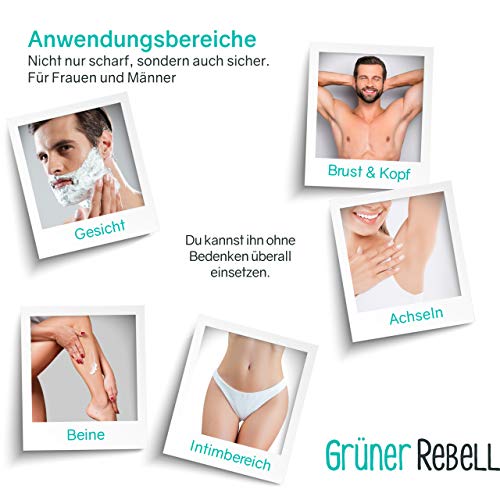 GRÜNER REBELL® Rasierhobel Set mit Bambus Griff & extra breitem Rasierkopf für eine noch sicherere Rasur! Der ZERO WASTE… - Image 6