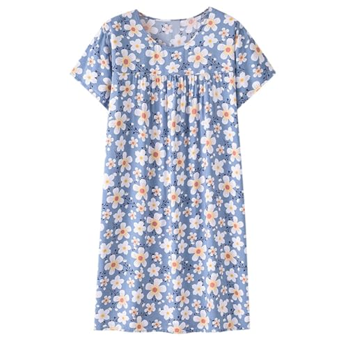 Summer Cotton Silk Short Sleeve Sleep Dress for Middle-aged Women Loose Matching Home Wear Elderly Sleepwear Plus Size Women's Dress, 01 Yellow, One Size Summer Cotton Silk Short Sleeve Sleep Dress for Middle-aged Women Loose Matching Home Wear Elderly Sleepwear Plus Size Women's Dress, 01 Yellow, One Size