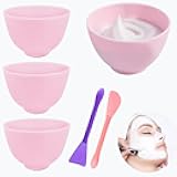 4 Piece Silicone Mixing Bowls, 3.93 Inch Microwaveable Silicone Bowl with Dual Ended Stirring Sticks for Facial Masks, Mud Masks, and Other Skin Care Products Facial Bowls for Aestheticians