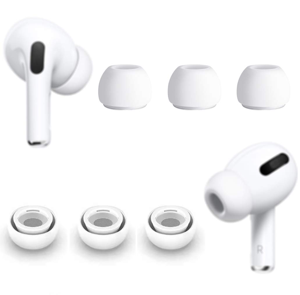 ALXCD 3 Pairs Ear Tips Replacement for AirPods Pro Headphones, Silicon Earbud Tips Eargel Replacement, for AirPods Pro [White Medium Size]