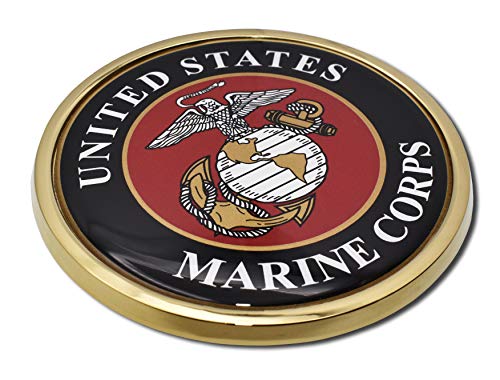Elektroplate Officially Licensed Large United States Marine Corps Crest All Metal Emblem for SUVs/Trucks | Universal Fit at 3.5" x 3.5" | Weatherproof