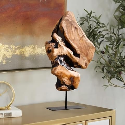 WELLAND Irregular Cedar Wood Root Sculpture Decoration, Natural Edge Tabletop Statues, Handmade Ornaments Décor for Home Office Cover
