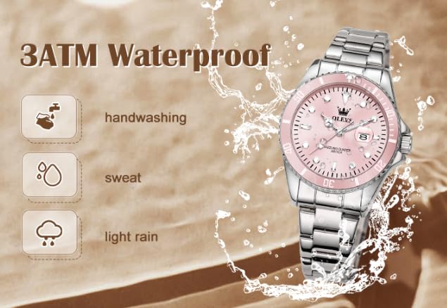 Image of OLEVS Watch Women Silver Watches for Women Luxury for Small Wrists Dress Stainless Steel Women's Wrist Watches Easy to Read Reloj para Mujer Black /Blue /Gold /Green /Pink /Purple