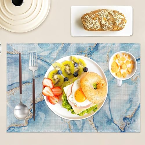 Set de table marbre bleu lavable et antidérapant cuisine et fête - 5
