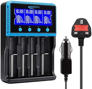 18650 Battery Charger, Keenstone Rechargeable Battery Charger, 18650 Smart Fast Charger with LCD Display, For lithium rechargeable batteries Lifepo4 Ni-MH Ni-Cd AA AAA 26650 16340 14500 18560 25500