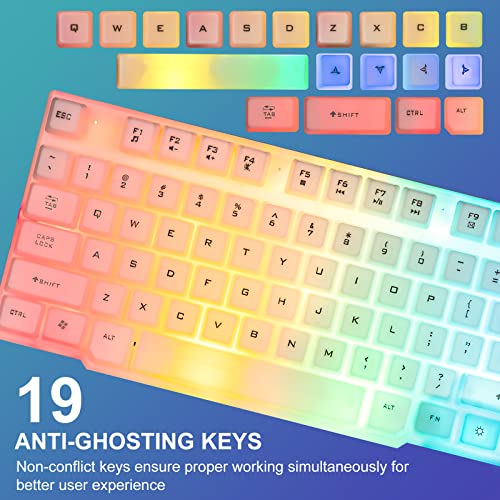 Chonchow Led Keyboard And Mouse Combo, 104 Keys Rainbow Backlit Keyboard And 7 Color Rgb Mouse, White Gaming Keyboard And Mouse Combo For Pc Laptop Xbox Ps4 Gamers And Work #TOP4