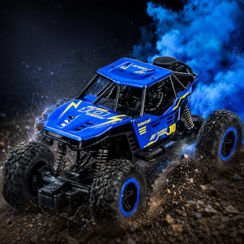 Image of NHR Remote Control Car Toy for Kids | Rechargeable RC Monster Truck with Smoke Effect | Drift RC Car | Range 2.4GHz Remote | Type-C USB | Off-Road Climbing & Racing Car | Gift for Kids Age 3+ (Blue)