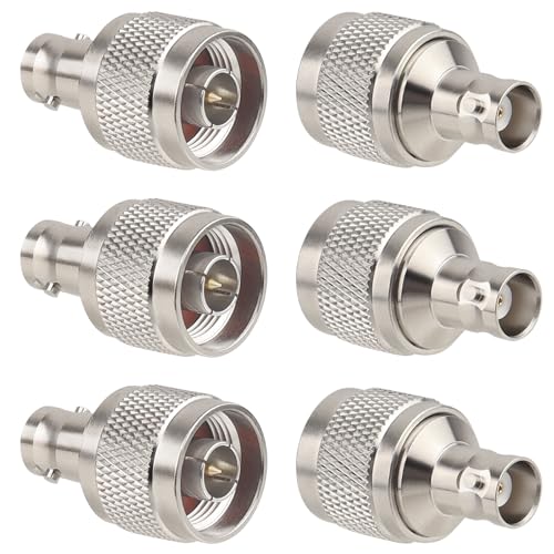 MOOKEEF 6 Pack N Male to BNC Female Connector Adapter N Type to BNC Coax Connector 50 Ohm