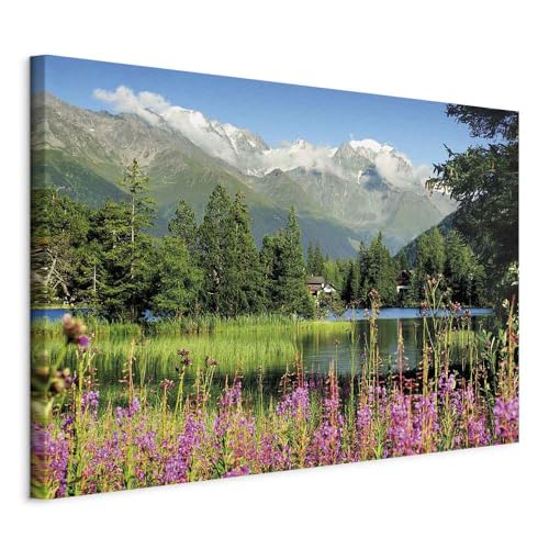 murando - Cuadro en Lienzo Naturaleza 120x80 cm 1 Pieza - Impresión en Material Tejido no Tejido Cuadros Decoracion Salon Modernos lienzos Decorativos - Paisaje Alpen Montanas Lago c-B-0530-b-a