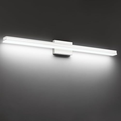 Miniatura 37 de SineRise - Lámparas LED modernas para tocador de baño (40,6 cm, 3000K/4000K/6000K, regulables), lámparas de pared modernas de acrílico cromado para
